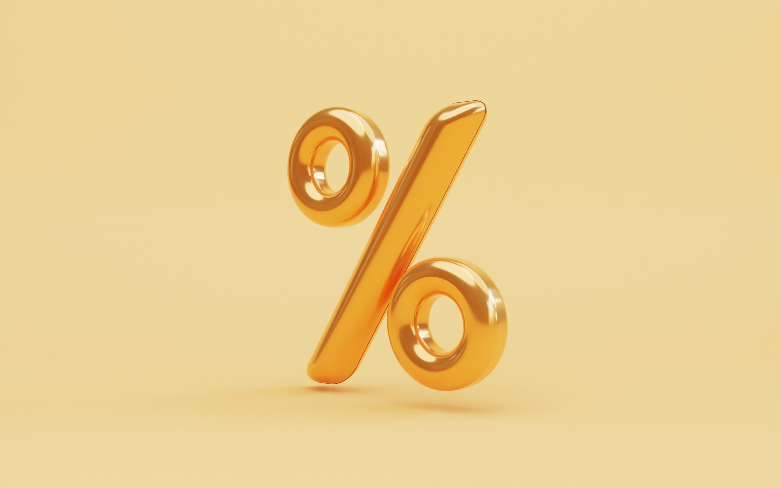 Gold percentage symbol on a yellow background